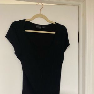 Black rib knit top